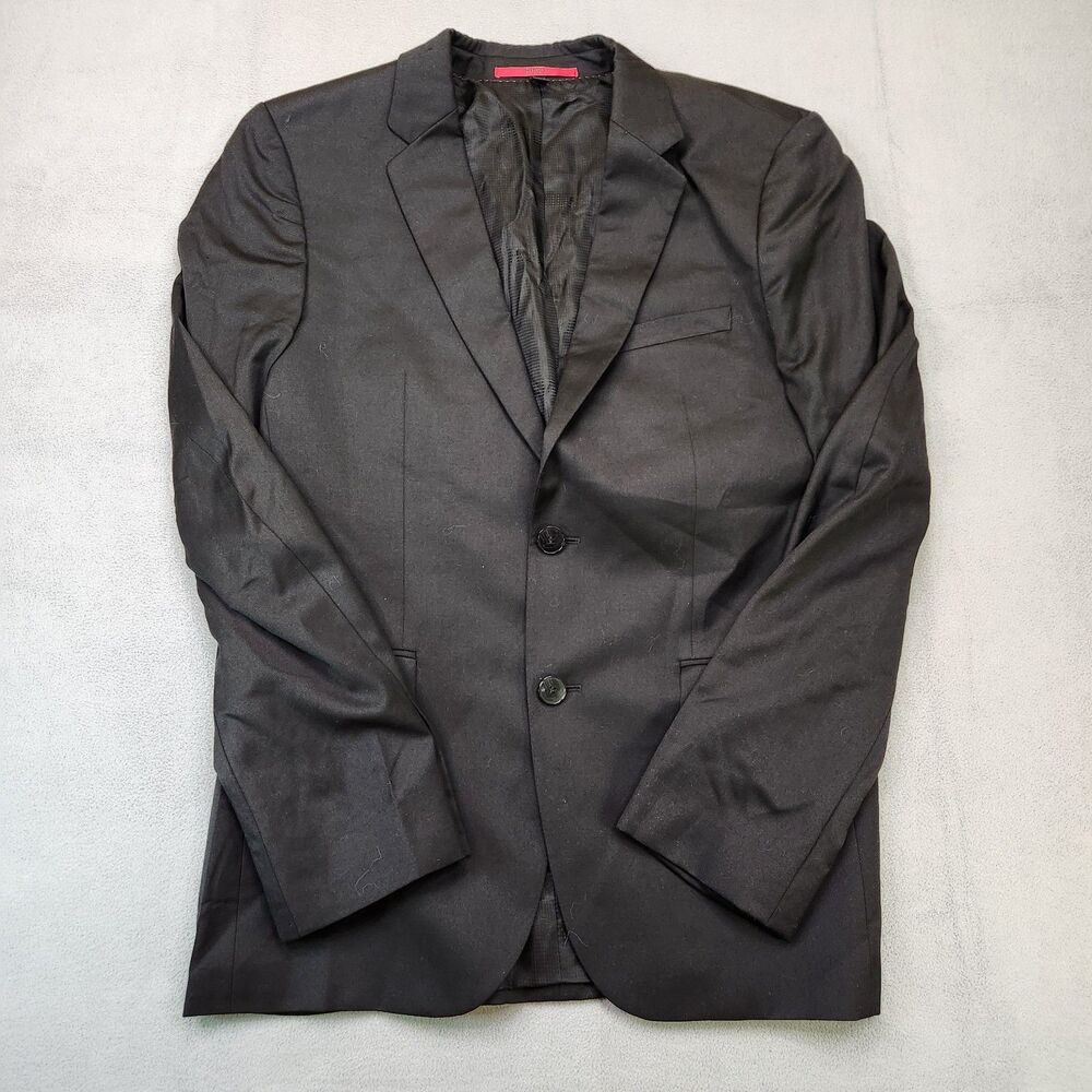 Hugo Boss Super 130 Blazer Sport Coat Jacket Men's 40R Black Extra Slim Wool